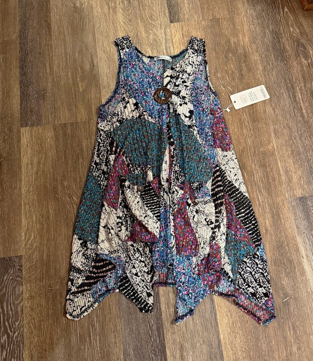 Paradise USA Women’s Multicolor Abstract A-Line Scoop Neck Dress Pockets XL